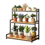Kwietnik, regał, stojak na kwiaty 3 poziomowy, 80 x 40 x 95cm, czarny SZ46C