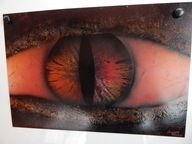 obraz plakat. Ręcznie malowany sprayem. Akryl. Smocze oko. Fantasy 33x48cm