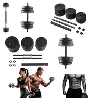 2x Hantle regulowane hantel 2x10kg łącznik gryf sztanga 20kg ZESTAW 2w1