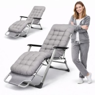 LEŻAK OGRODOWY PLAŻOWY ROZKŁADANY SZARY + PODUSZKA WYGODNY IDEAL GARDEN