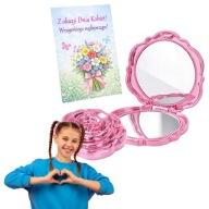 PREZENT NA DZIEŃ KOBIET LUSTERKO KIESZONKOWE RÓŻA DLA DZIEWCZYNEK SZKOŁA