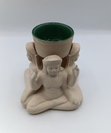 Budda w pozycji lotosu ceramiczny Kominek do wosków zapachowych - 12cm
