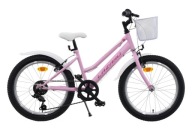 Rower Dziecięcy Lazaro ZOE 20" Różowy Koszyk 6 Biegów