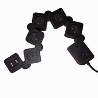 Elastyczna listwa zasilająca 5 gniazd z 2 portami USB czarny