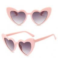 Okulary Przeciwsłoneczne Damskie SERCE Retro Jasno Różowe Kocie Oczy