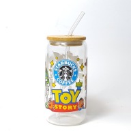 Szklanka z drewnianą pokrywką i słomką 550 ml Toy Story