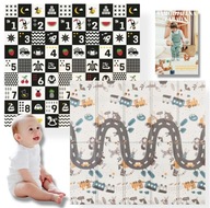 Edukacyjna MATA PIANKOWA Składana DWUSTRONNA DLA DZIECI Duża 150x200 cm