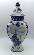 Amfora waza Delft Blue z pięknym zamkiem w tle - vintage - 32cm