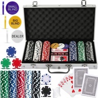 ZESTAW DO GRY W POKERA 300 ŻETONÓW 2x TALIA 5x KOŚCI WALIZKA POKER PREMIUM