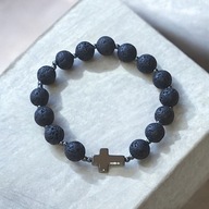 RÓŻANIEC MĘSKI W FORMIE BRANSOLETKI - LAWA WULKANICZNA