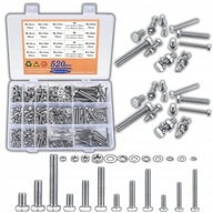 ZESTAW KOMBINACJI ŚRUB I NAKRĘTEK STAL NIERDZEWNA M3 M4 M5 M6