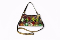 Kolorowa patchworkowa torba skóra lakierowana kwiaty Ssamzie boho vintage