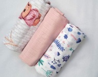 Pieluszki dla dzieci Tetrowe 70x80cm KOLOROWA 100% BAWEŁNA zestaw 3 szt