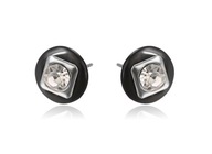 KOLCZYKI KOLECZKO CZARNA CERAMIKA,CYRKONIA