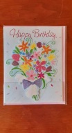 Kartka urodzinowa z kopertą Happy Birthday / bukiet kwiatów (po angielsku)