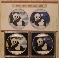 PANDA - DZIEŃ i NOC - 2 x 10 YUAN JUANÓW 2015 CHINY 2 x 1 OZ 999 CERT ETUI