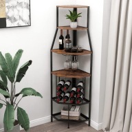 VEDECASA Regał Na Wino Narożny 5 Poziomowy Z Półką Na Kieliszki Vintage