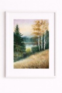 Akwarela pejzaż w passe-partout