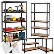 REGAŁ MAGAZYNOWY METALOWY WCISKANY GARAŻOWY CZARNY 180x90x40cm 900KG THOMAS