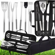 AKCESORIA DO GRILLA ZESTAW 10W1 STAL NIERDZEWNA ETUI SZCZYPCE ŁOPATKA