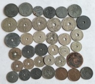 zestaw monet Belgia dużo przedwojennych każda inna 37 szt.