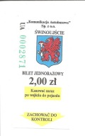 ZKM ŚWINOUJŚCIE - BILET ZA 2 ZŁ Z 1994 ROKU.