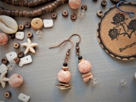 SURF różowa lawa hematyt masa perłowa drewno kokosowe BlackberriesArts