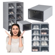 SZAFKA REGAŁ NA BUTY PLASTIKOWE POJEMNIKI Z UCHYLNĄ KLAPKĄ SZARE 4CONVY