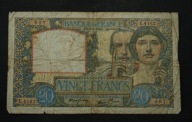 Francja - banknot - 20 Frank 1941 rok