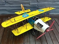 DUŻY METALOWY SAMOLOT DWUPŁATOWIEC MODEL BLASZANY - 50cm