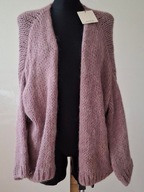 KARDIGAN WEŁNY WEŁNIANY LEN PRZĘDZA WEŁNA SEXY Z ALPAKI GRUBY CIEPŁY