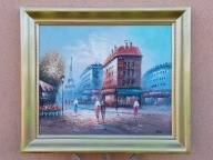 OBRAZ OLEJNY NA PŁÓTNIE SYGNOWANY ,, Paryż ''