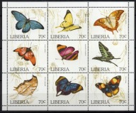 LIBERIA motyle Mi 1660-8**arkusik