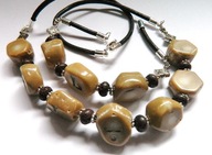 Beżowy naturalny koral - ekskluzywny zestaw biżuterii