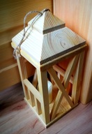 Latarenka drewniana, lampion drewniany, świecznik.