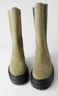 ZARA BOTKI KHAKI SKÓRA ZAMSZOWA R.37 NOWE!
