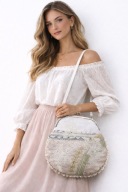 Torebka vintage na biglu handmade – shabby chic, koronkowa, retro, unikat