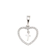 84822 Zawieszka srebrna stal chirurgiczna 316L serce krzyżyk