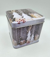 śliczna metalowa PUSZKA, choineczki ZIMA prezenty