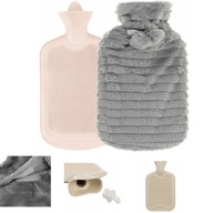 Termofor gumowy Ruhhy XXL, Szary, Pluszowy Pokrowiec, Łagodzi Bóle, 2.0L