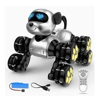 Robot Pies TOOBY Zdalnie Sterowany RC 360° Światła Dźwięki Biało-Czarny