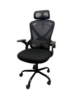 Fotel biurowy obrotowy podnoszony materiałowy czarny ergonomiczny krzesło