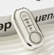 Biało-srebrne etui na kluczyk FIAT 500 Ducato Punto Panda Citroen Peugeot