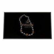 Naszyjnik TYGRYSIE OKO Srebrny Łańcuch Koraliki STAL UNISEX