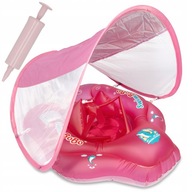 DMUCHANE KOŁO DO PŁYWANIA PONTON DLA DZIECI Z DASZKIEM RÓŻOWE 60 CM