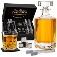 WHISISKEY Zestaw Karafka 700ml + Szklanki i Kamienie do Whisky