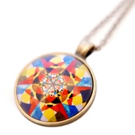 Naszyjnik na łańcuszku Mandala Odwagi wisiorek medalion kolorowa awangarda