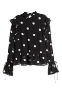 H & M grochy falbanki rękawy kropki groszki bluzka baskinka top wiązania