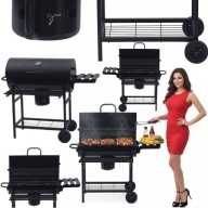 GRILL WĘGLOWY OGRODOWY PRZENOŚNY DUŻY NA KÓŁKACH Z POKRYWĄ ZAMYKANY BECZKA