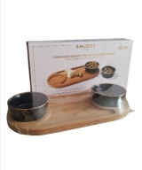 SMUKEE TACA Z MISKAMI DO SERWOWANIA BAMBOO 2 CERAMICZNE MISKI 33×16,5×5,2CM
